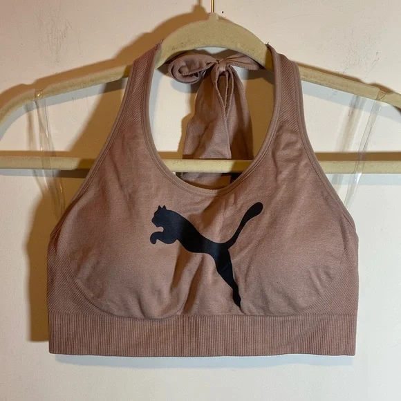 Puma Blush Bow Halter Sports Bra EUC Small - Picture 6 of 7